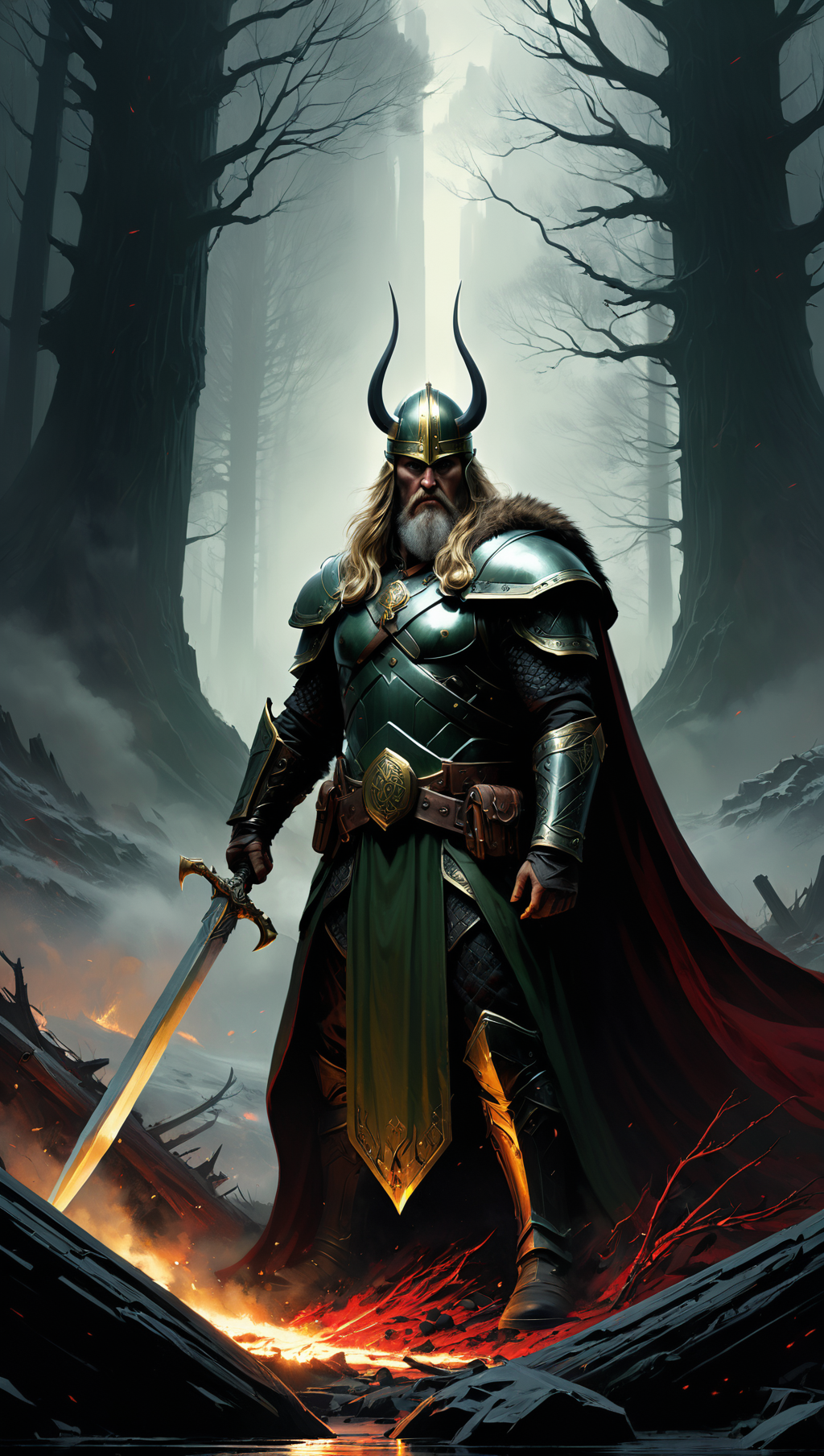 01024-3134551770-dramatic lighting, high contrast, Black and white brown dark grey steel gold dark green red dark steel, white spotlight, fandral.png